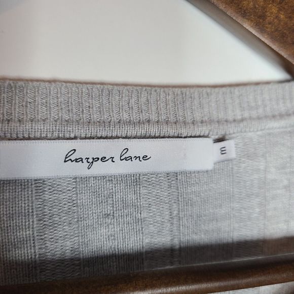 Harper Lane Grey Fringe Lightweight Cotton Blend Sweater Womens Medium - Picture 4 of 6